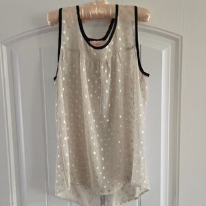 Sleeveless Cream Metallic Dot Tank Top -